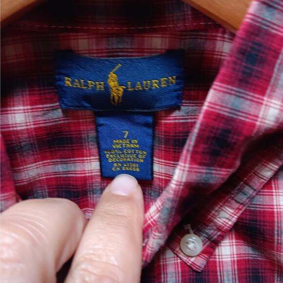 Ralph Lauren Boy 7 Shirt Top Button-up Long Sleeved Plaid - Picture 5 of 6